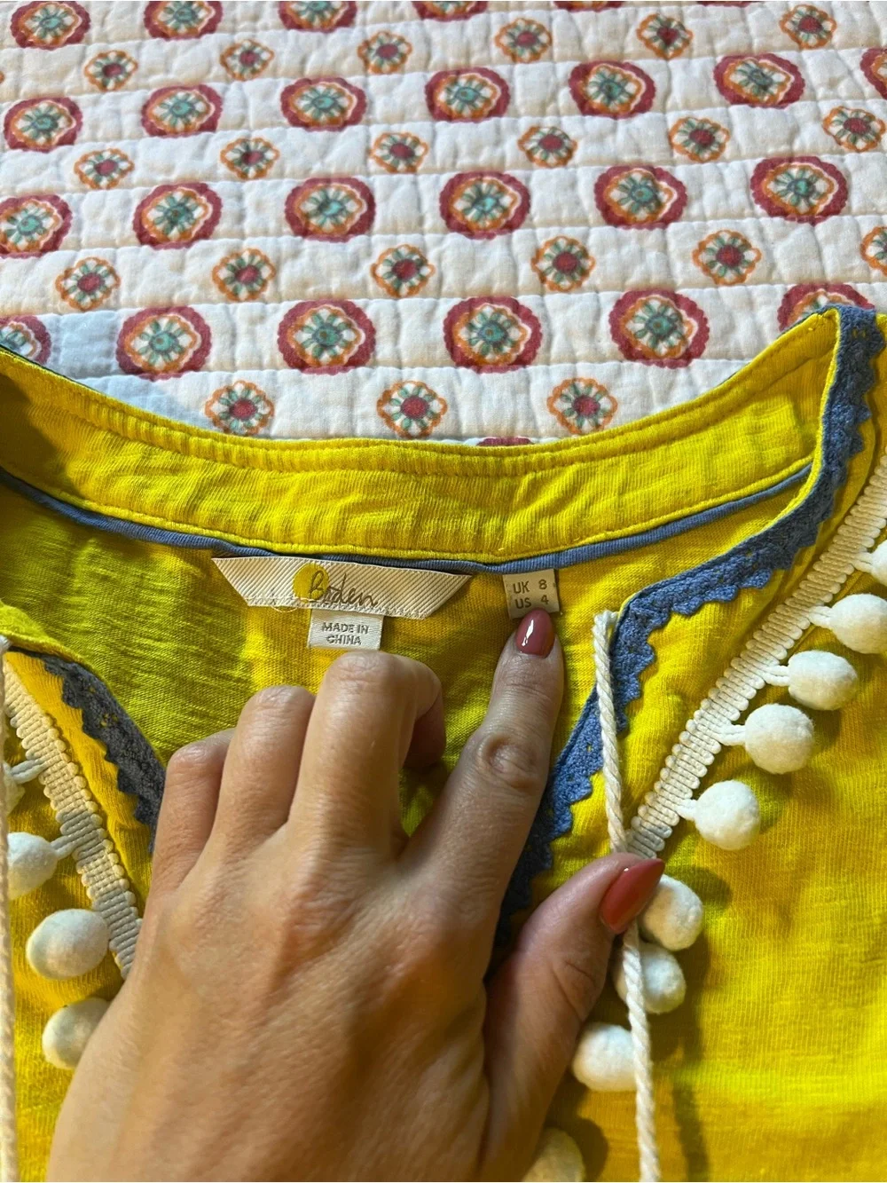 Boden Kasia Yellow Pom Swim Coverup Tunic Dress size 4 / small